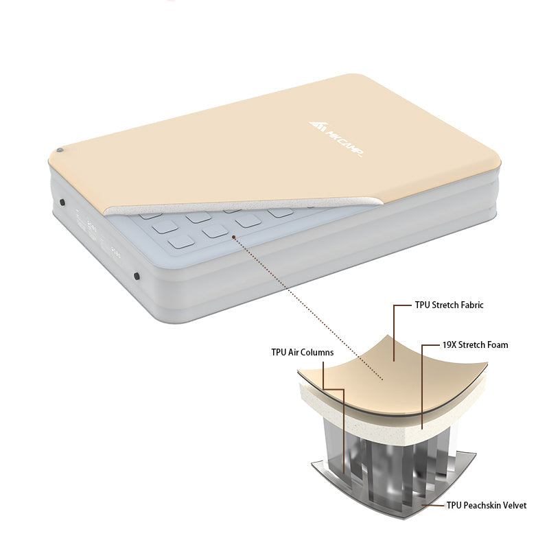 MKCAMP Comfortable Inflatable Double Layer Air Bed