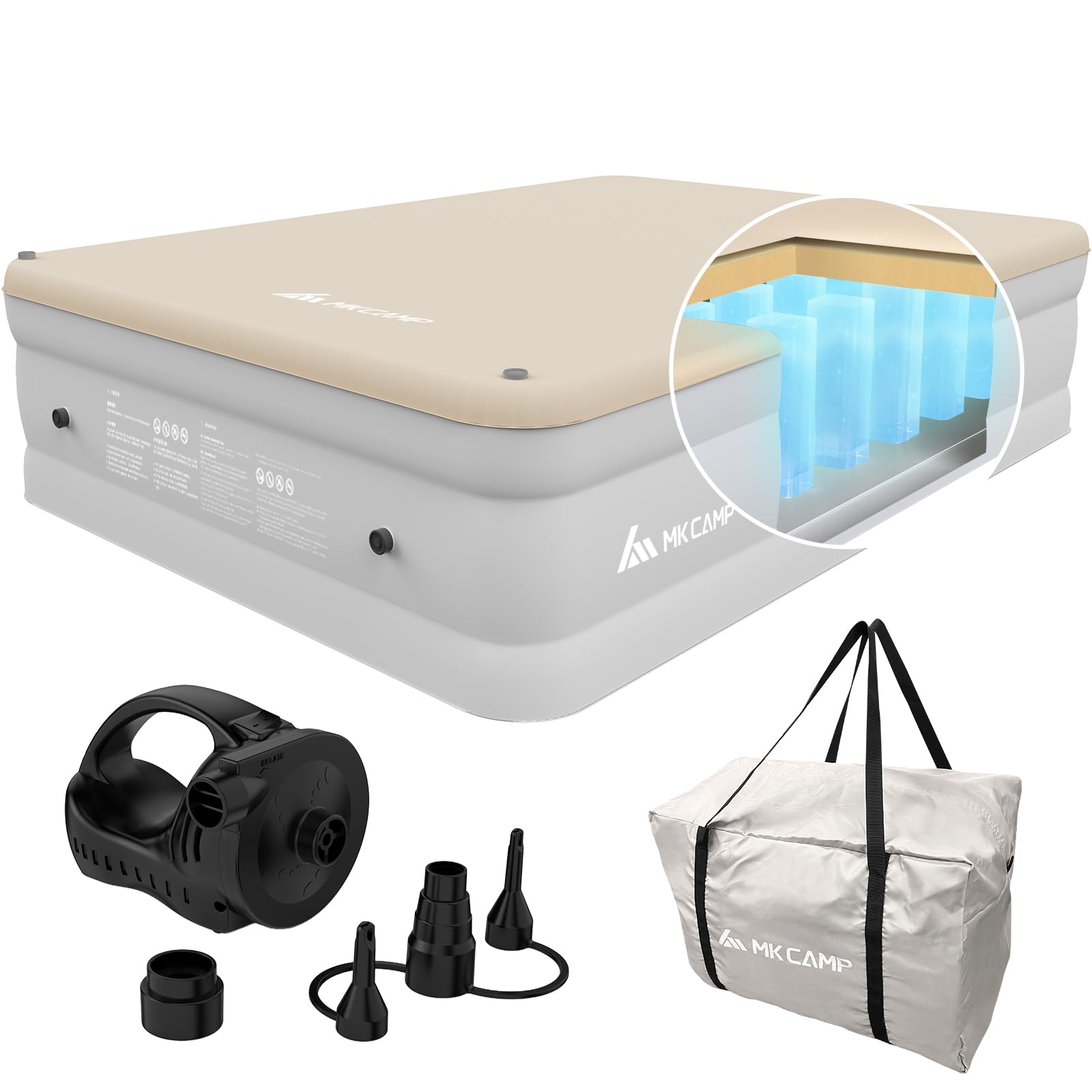 MKCAMP Comfortable Inflatable Double Layer Air Bed