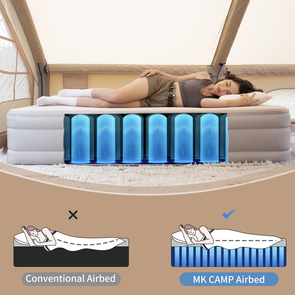 MKCAMP Comfortable Inflatable Double Layer Air Bed