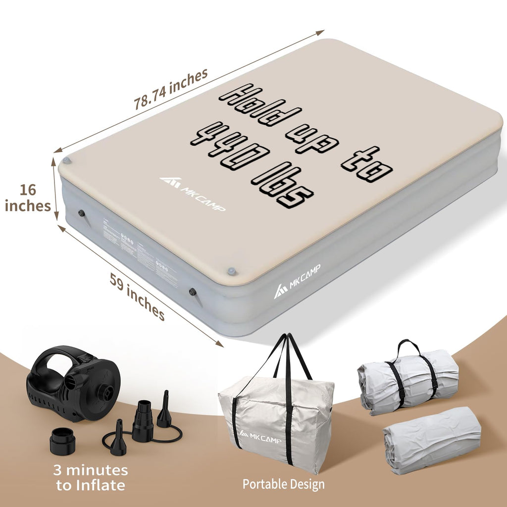 MKCAMP Comfortable Inflatable Double Layer Air Bed
