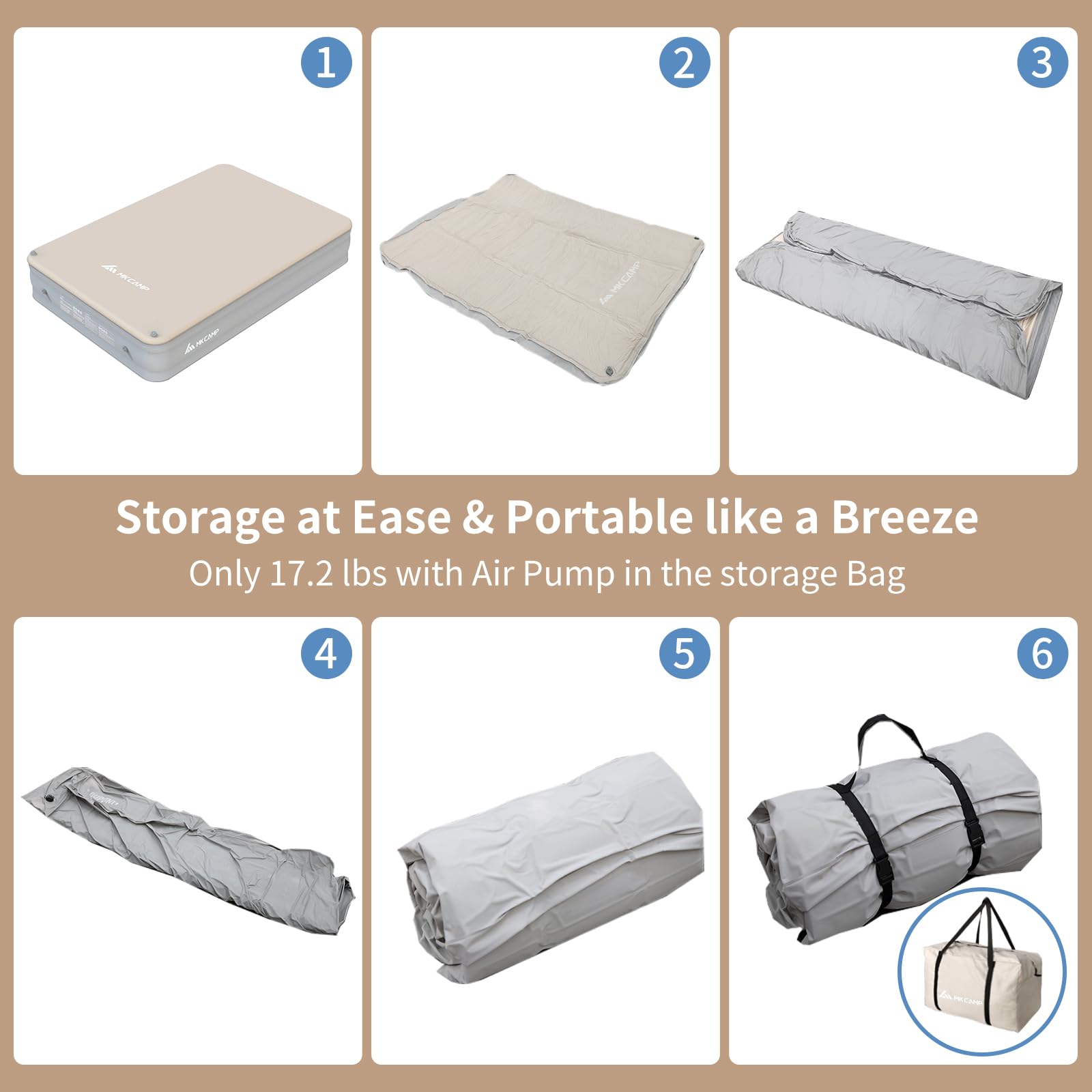 MKCAMP Comfortable Inflatable Double Layer Air Bed